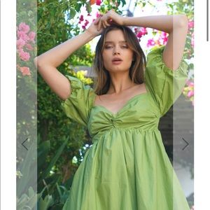 COPY - EN SAISON POPLIN BABYDOLL DRESS IN PISTACHIO